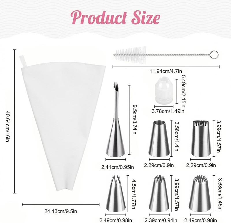 9 PCS Frosting Piping Kit Reusable Piping Bags & Tips Set Reusable Pastry Bags gallery