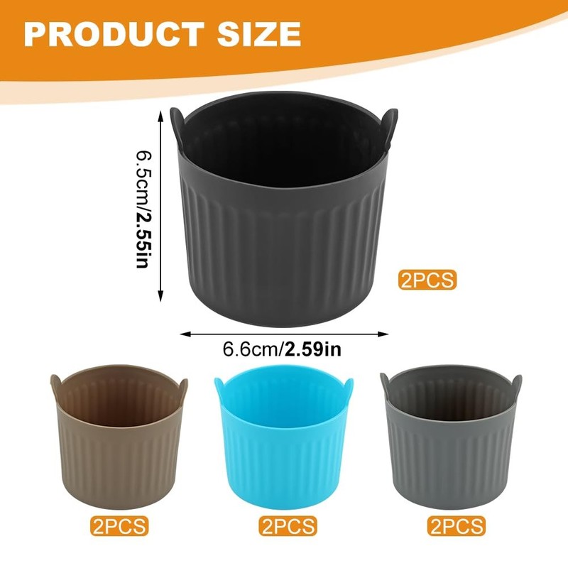 8 Pcs Air Fryer Baking Ramekins, Reusable Silicone Muffin Cups, Non-Stick Egg... gallery