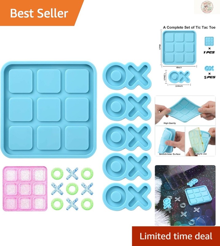 Versatile Silicone Tic Tac Toe Mold with Chess Pieces – Perfect for Craft Lovers