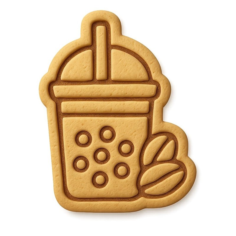 Bubble Tea with Coffee Beans Cookie Cutter & Stamp, Fondant & Clay – 4×3.2