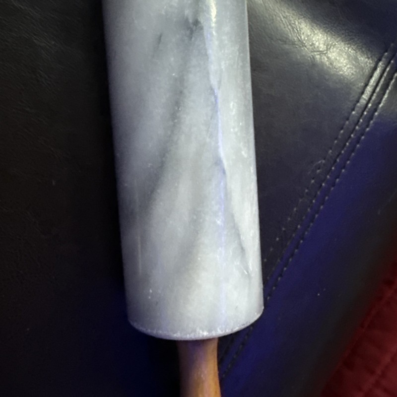 Vintage Marble Rolling Pin 18” Long Barrel 10” Wood Handles Heavy EUC Gray White gallery