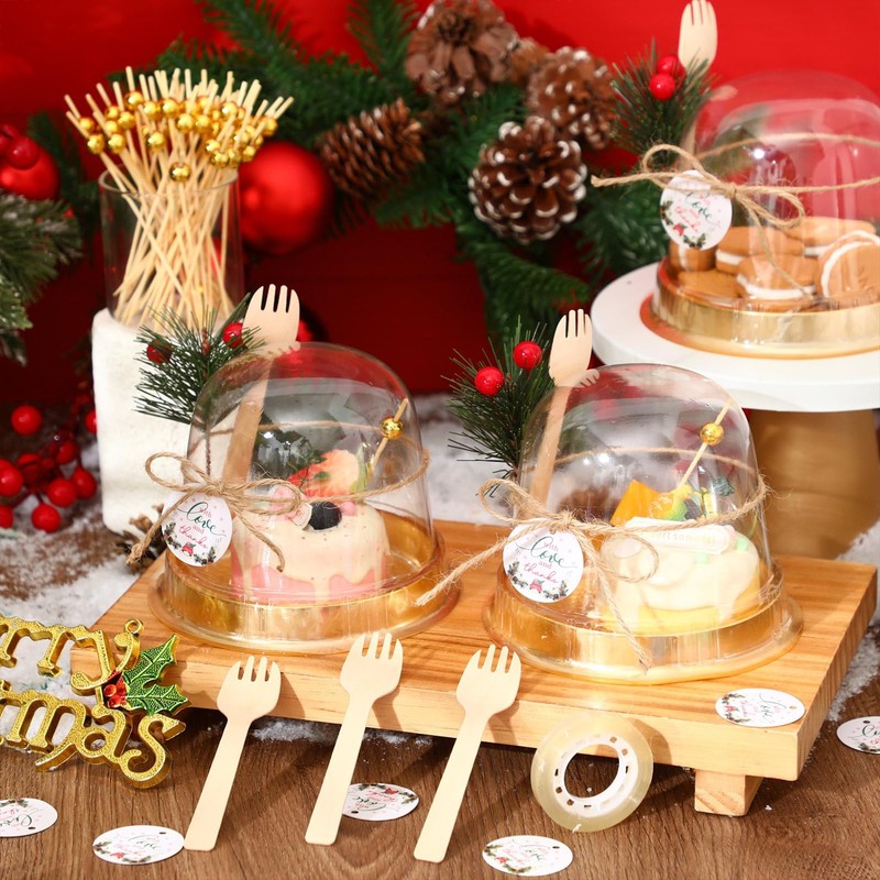 50 Sets Christmas Charcuterie Cups with Lids Clear Plastic Cupcake Container ... gallery