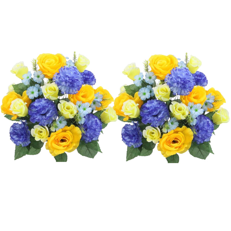 Admired By Nature 2 Pcs 24 Stem Artificial Flowers Roses Carnation Mixed Bush