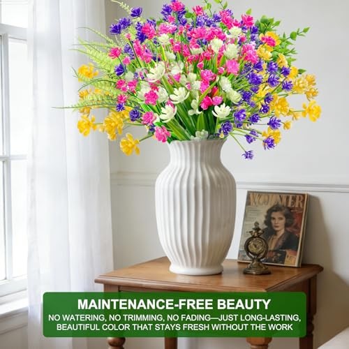 Artificial Flowers for Outdoors, Summer Spring 20 Bundles Mixed 6 Styles 2 gallery