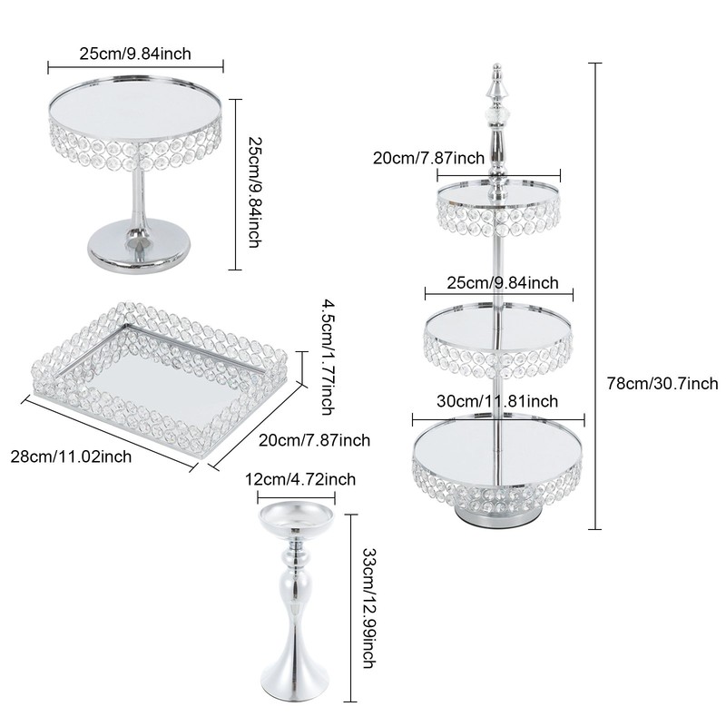 7 Pcs Dessert Table Display Set Stands And Smooth Trays Set For Wedding/birthday gallery
