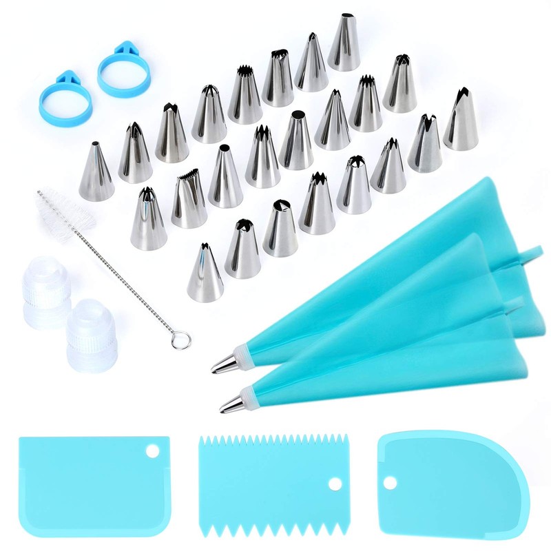 34Pcs Piping Bags and Tips Set, Bake Cake Decorating Kit with 24 A Set