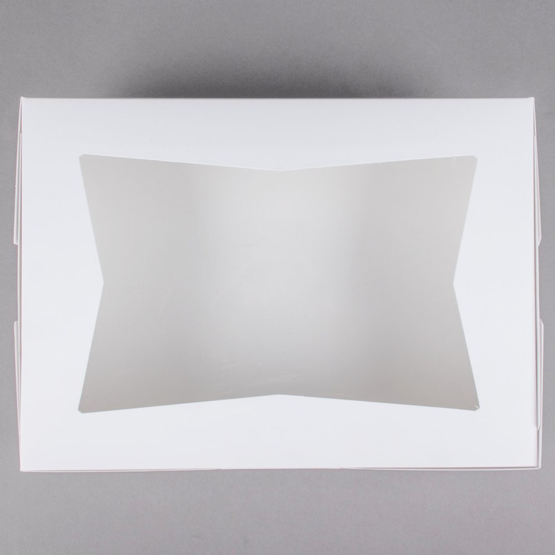 200 CASE 14" x 10" x 4" White Window 1/4 Sheet Cake Cupcake Donut Bakery Box gallery