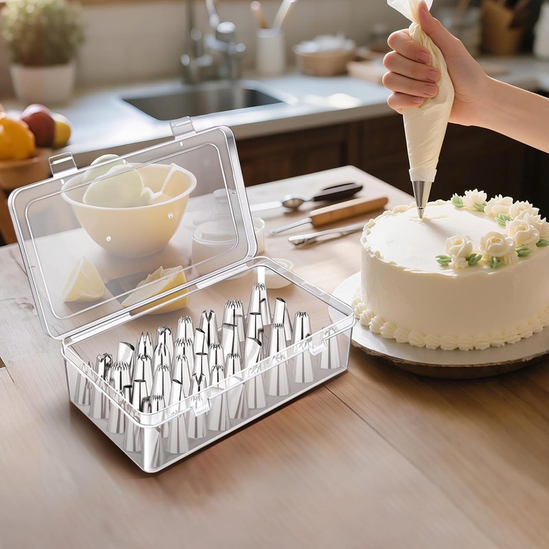 Piping Tips Storage Box W/ Fixed Pins 42 Pegs Piping Tip Set Organizer Case Cake gallery