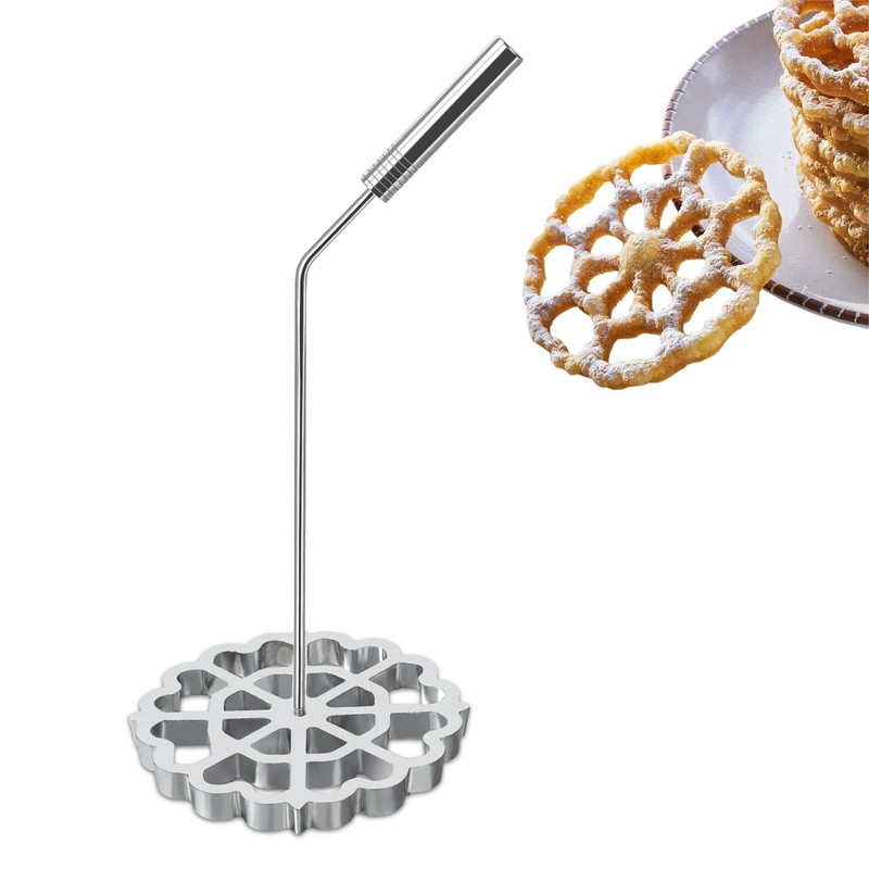 Bunuelos Mold with Handle,Rosette Timbale Iron Set Aluminum Large, 1