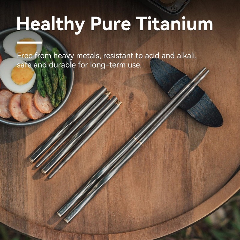 Titanium Chopsticks , Foldable Lightweight Reusable Camping Cutlery, Utensils... gallery