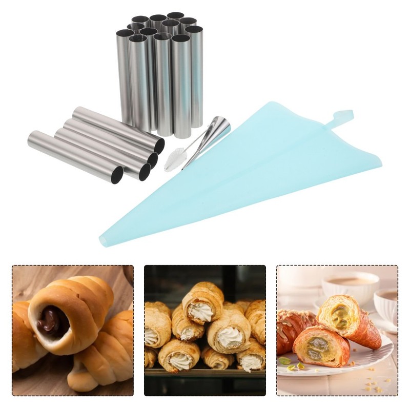 1 Set Reusable Stainless Steel Cream Horn and Croissant Mold Tubes for Home gallery