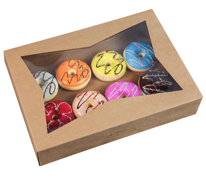 15 PCS Brown 16x11x2.75 Inch Pastry Bakery Box Window Holds 12 Donuts Cookies