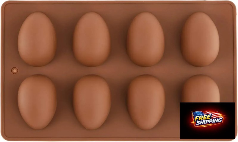 8 Cavity Silicone Egg Pan, Egg Tray, Egg Shape Ice Tray, Silicone Pan for Cake D