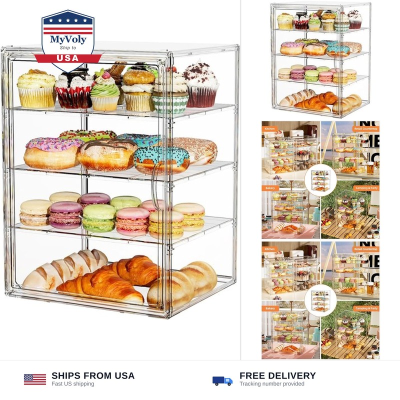 4 Tier Cupcake Stand Acrylic Cardboard Cupcake Tower Holder, Dessert Pastry C…