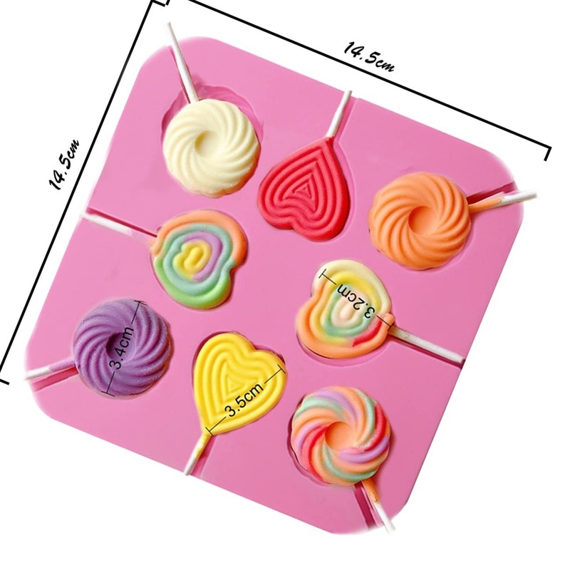 2 PCS 8Cavity Heart Silicone Lollipop Candy Molds 40 Sticks Chocolate Baking gallery