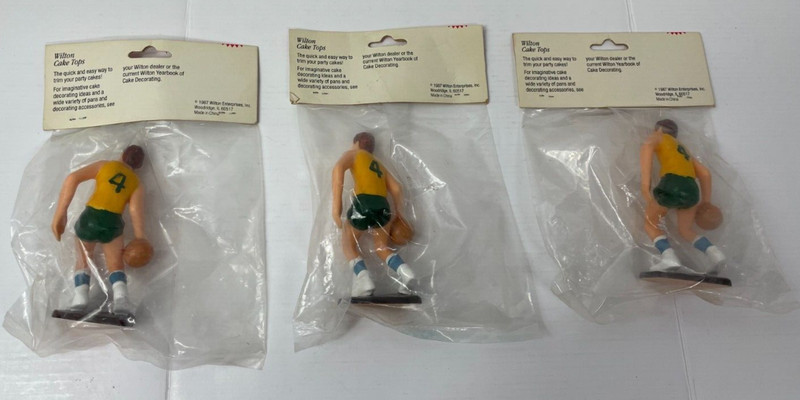 Vintage 1987 Wilton Basketball Player Cake Topper Decorations (4") Lot of 3 gallery
