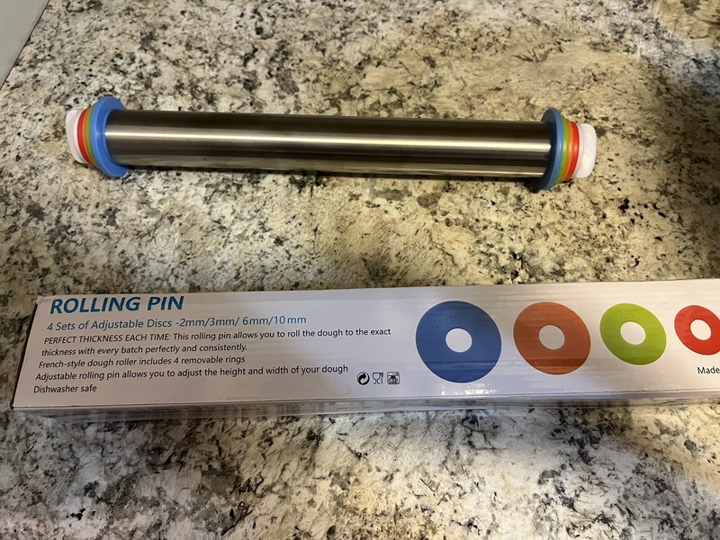 Rolling Pins with Adjustable Discs 2mm/3mm/6mm/10mm 4 Sets StainlessSteel Baking
