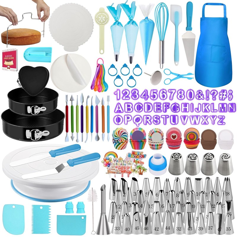 Makmeng 722pcs Cake Decorating Kit Baking Supplies with Springform Pans, Cak…
