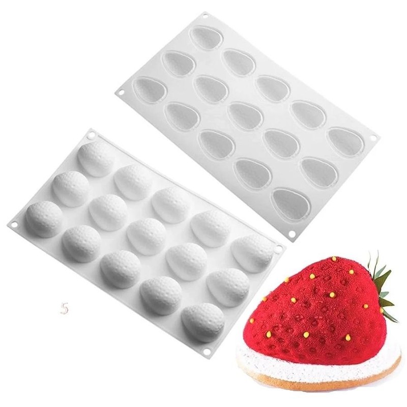 15 Cavity Strawberry Silicone Mold 3d Chocolate Mousse Cake Baking Tool gallery