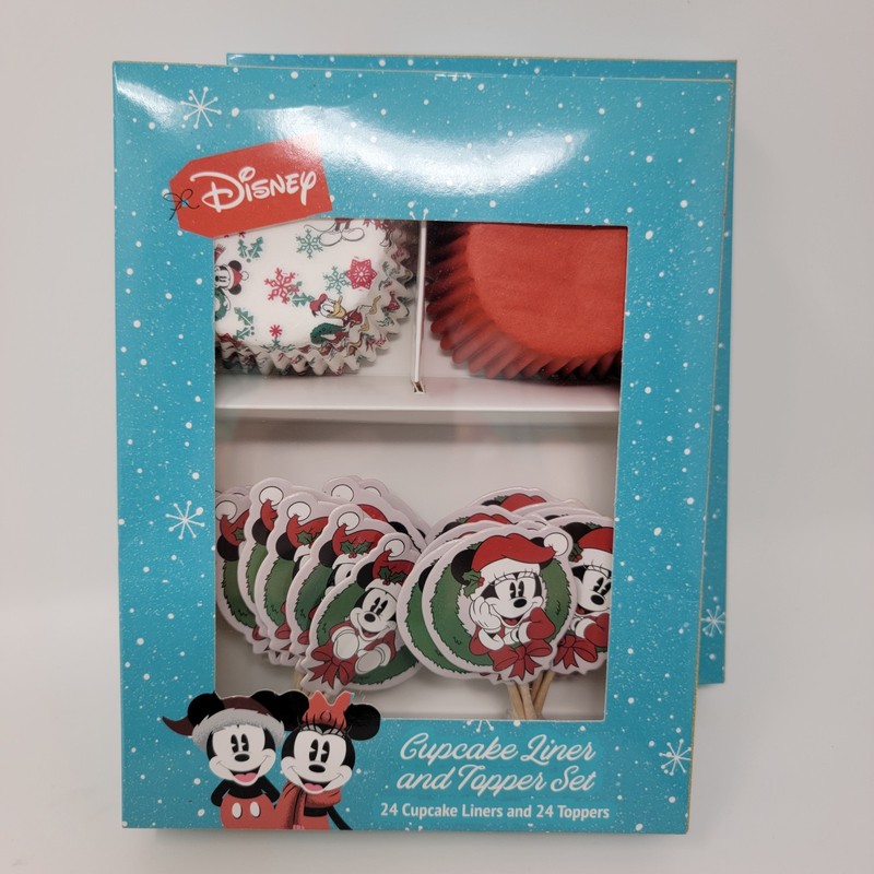 New! Disney Mickey Mouse Christmas Cupcake Liners & Toppers Set - 3 Packages gallery
