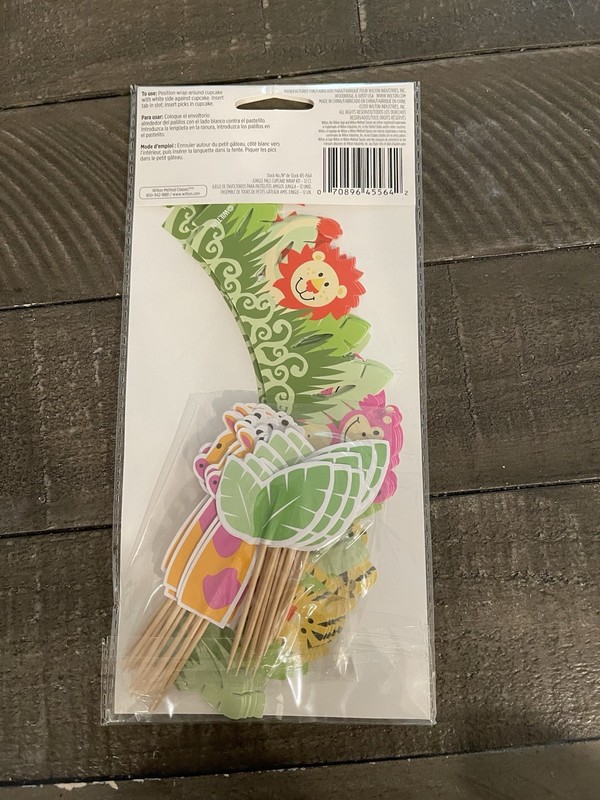 Wilton JUNGLE PALS cupcake wrap kit, 12 ct / NEW