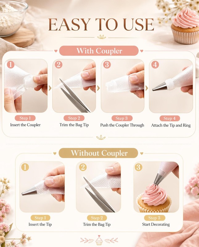 12 Inch Piping Bags Disposable Pastry Bag Non-Slip Cake Decorating Food Grade gallery