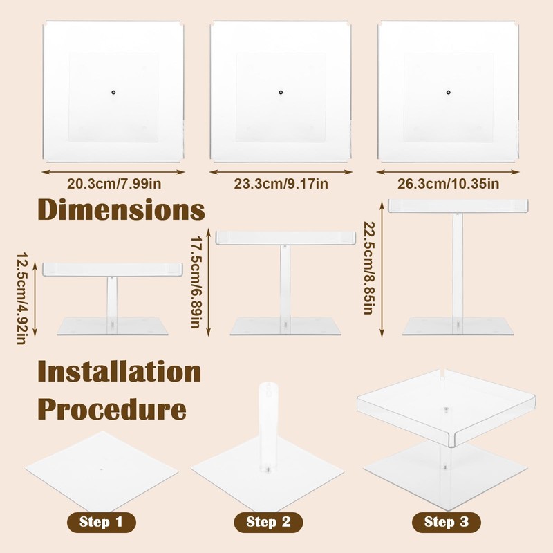 3Pc Acrylic Dessert Table Display Stands Set, Clear Dessert Stand, Buffet gallery