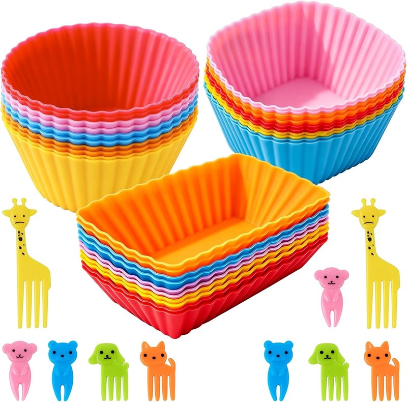 60 Pcs Silicone Lunch Box Dividers – Bento Box Accessories, Silicone Cupcake
