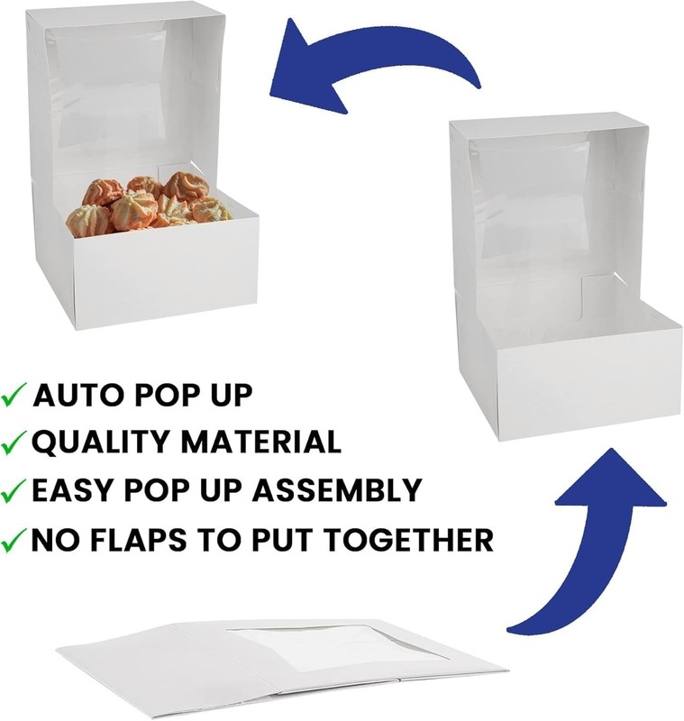 MT Products White Cupcake Box - 6" x 6" x 3" Bakery Boxes - Pack of 200 gallery