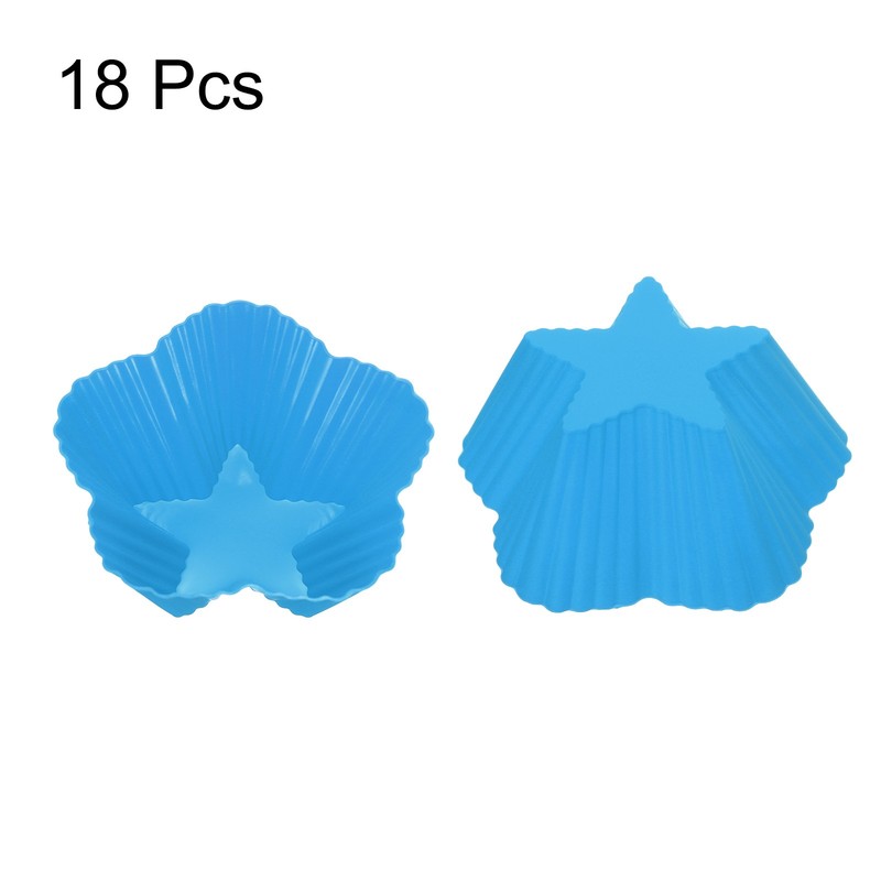 18pcs Reusable Muffins Cups Silicone Cupcake Liners Baking Cup Blue Stars gallery