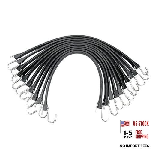 15″ Bungee Cords with Hooks with 150% Max Stretch, 100% 15 Inch(pack of 10)