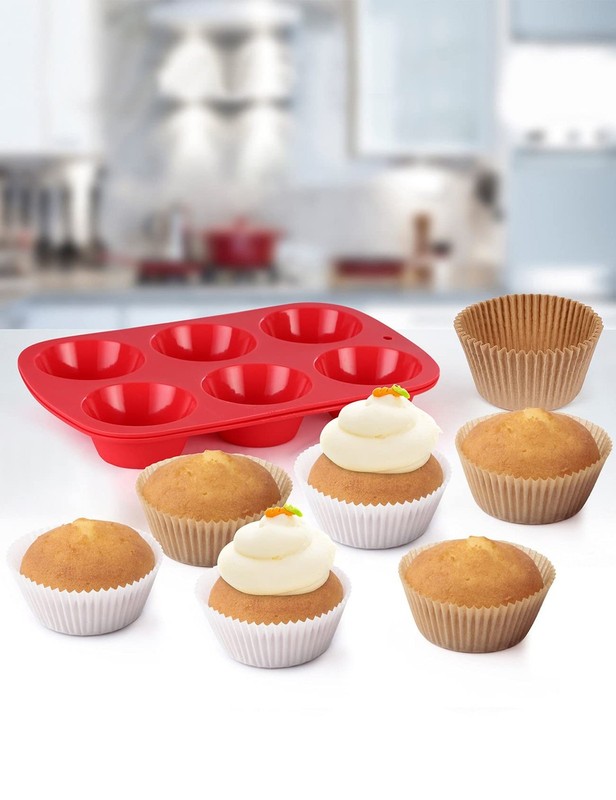 Gifbera White Jumbo Cupcake Muffin Liners Greaseproof Parchment Paper - Odorl... gallery