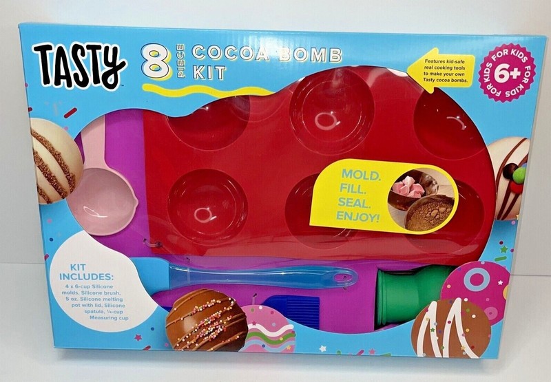 Tasty Cocoa Bomb Kits 8 Piece Includes Kid-Safe Real Tools and Silicone Baking