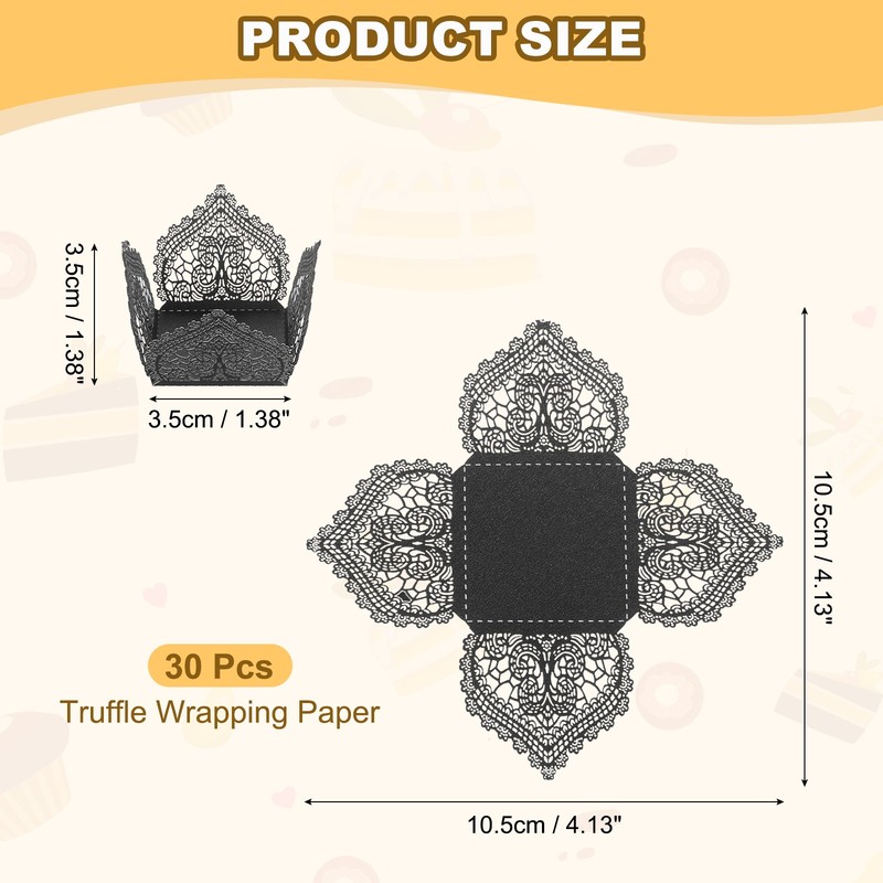 30PCS 4.1 Inch Truffle Wraps for Wedding Birthday, Black gallery