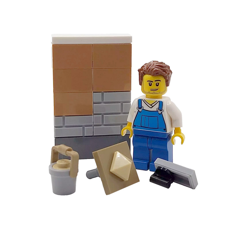 Genuine LEGO Plasterer Cake Topper Decoration Builder + Trowel Hawk & Bucket gallery