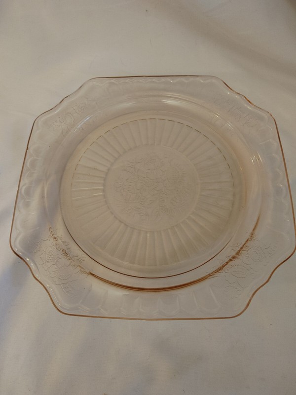 Hocking Glass Company Mayfair Pink Depression Glass. Some Chips. 9.5″.Plate