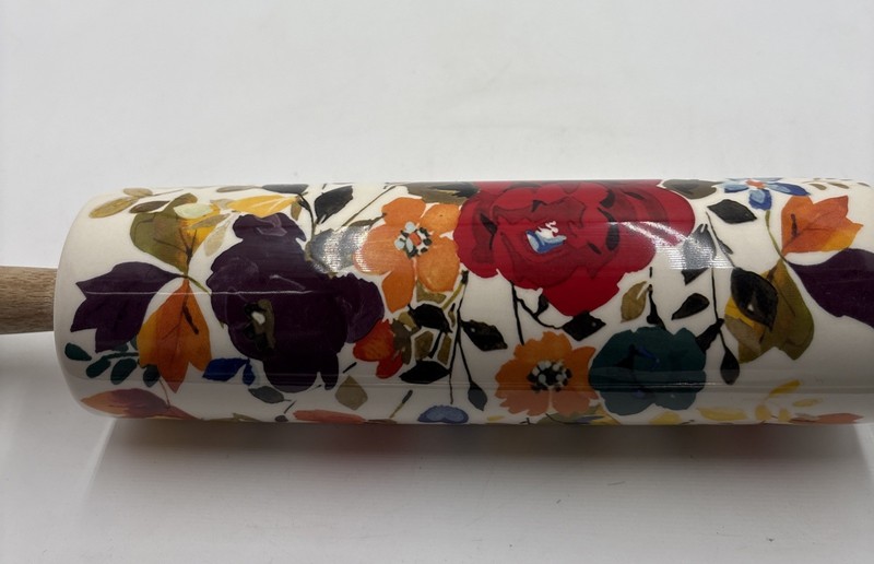 Pioneer Woman Rolling Pin Timeless Floral Wood Handles Ceramic Autumn Leave 2015 gallery