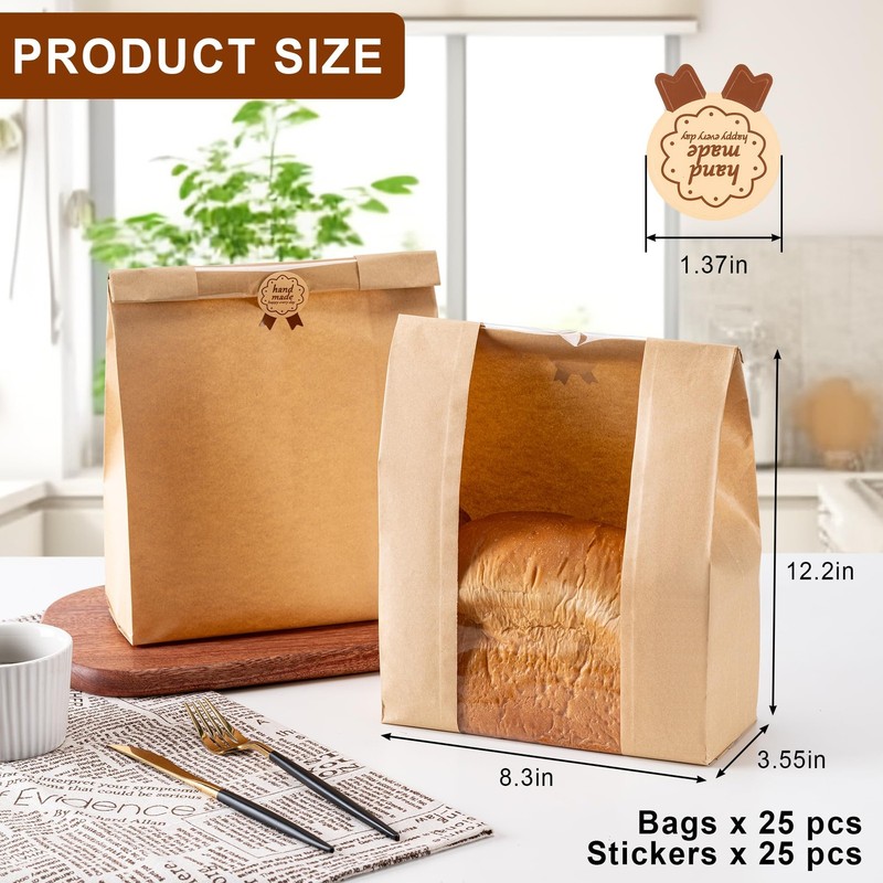 Paper Bread Bags 25PCS, Sourdough Bread Bags for Homemade Bread, Large Bakery... gallery