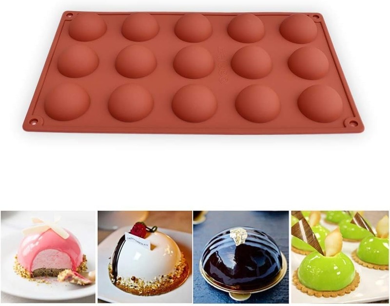Small 15-Cavity Semi Sphere Silicone Mold, 3 Packs Baking Mold for Making Cho... gallery