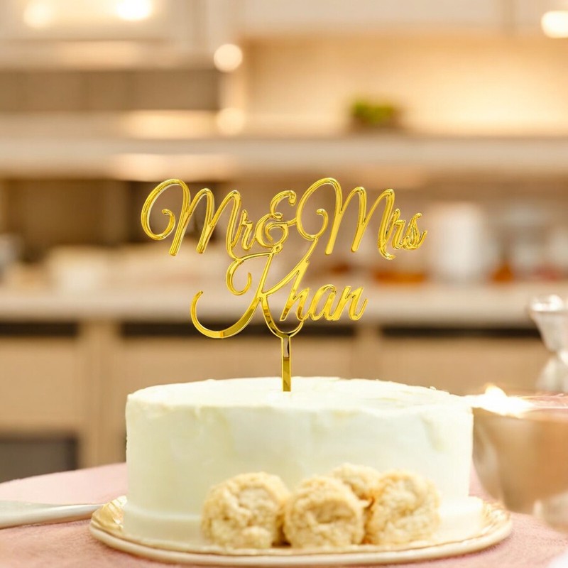 Personalised Acrylic Engagement Wedding Mr & Mrs Cake Topper Charm Custom Name gallery