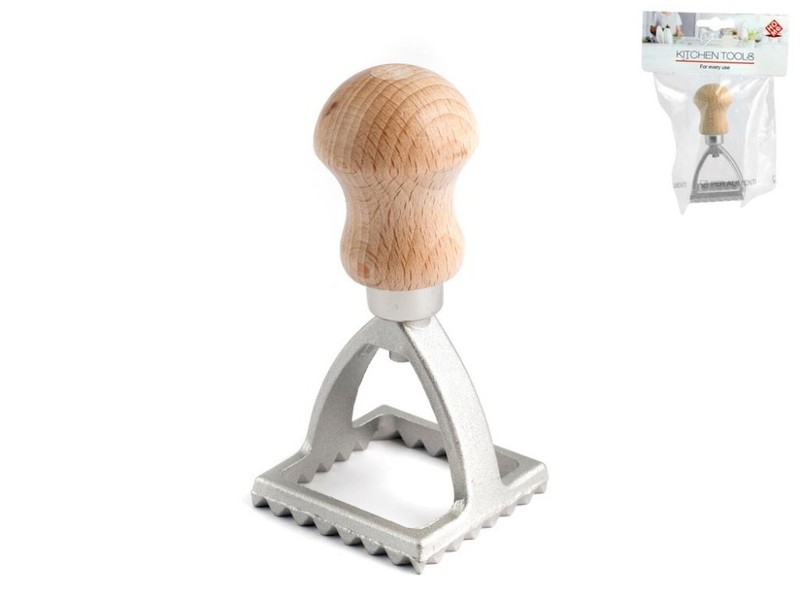 Home Ravioli Cutter In Aluminum With Wooden Handle Measuring 5X16X13 Cm