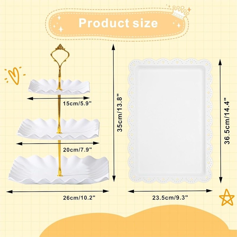 3-Tier Dessert Stand Shatterproof Elegant Design Table Decor Display Set New gallery