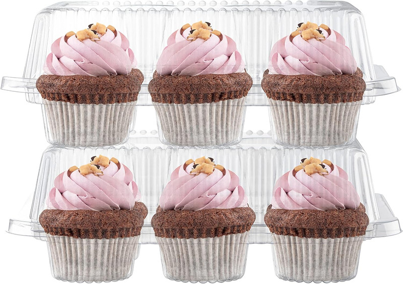 Plastic Cupcake Containers Boxes | 6 Compartment – 42 Pack | Disposable High Dom gallery