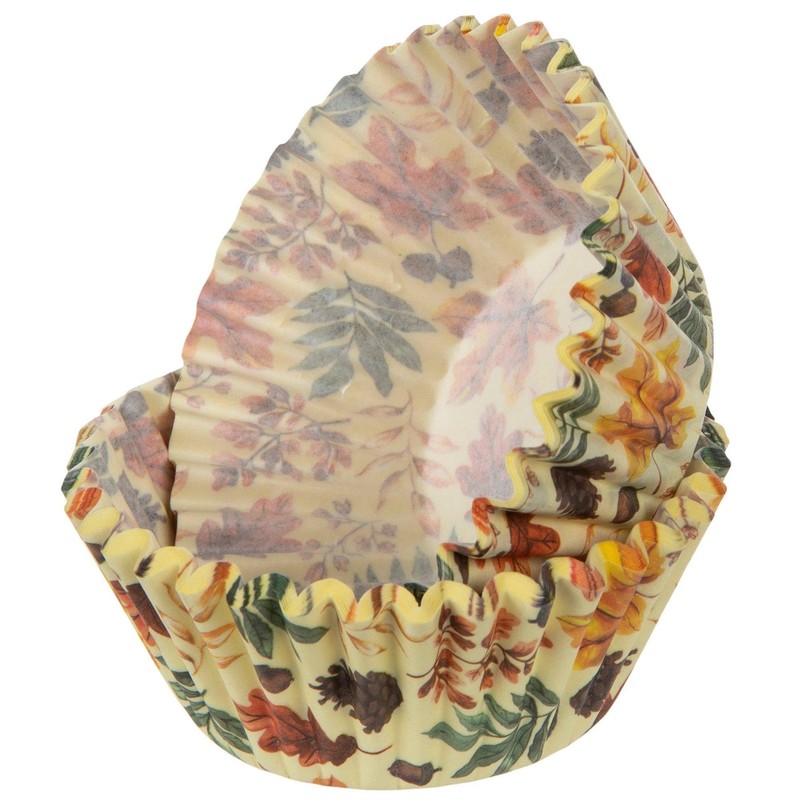 50-Count Brown Autumn Fall Leaves Decorative Standard Baking Cups 50330710