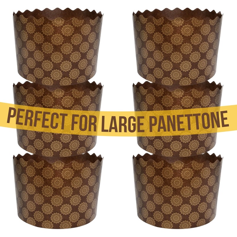 15 oz Panettone Paper Mold Standard | 12 Pack | Brown Round Non Stick Panetto...