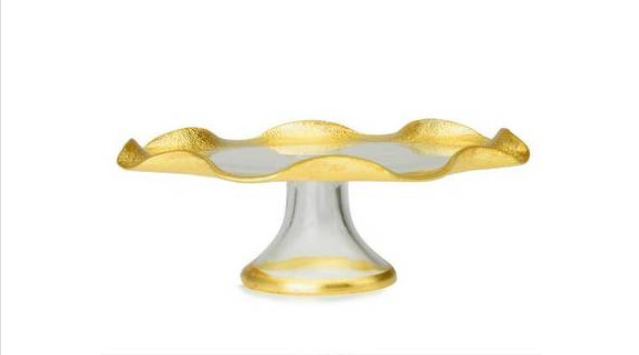 Classic Touch Décor CPN637F 8 in. Wavy Cake Stand with Gold