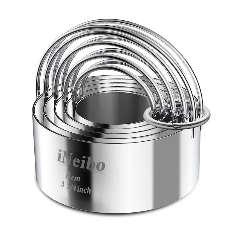 5 Pcs Stainless Steel Round Biscuit Cookie Cutter Set with Handle for Baking gallery