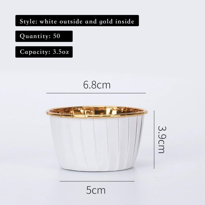 3.5 Ounce Disposable Muffin Cups 50 Pack, Foil Cupcake Liners, , White gallery