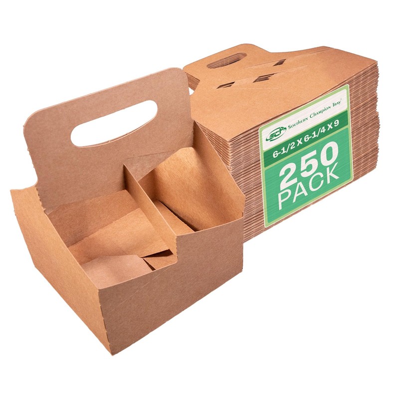 SCT 4Corner PopUp Food and Drink Trays, 4Cup Up to 24 oz, 6.5 x 6.25 x 9, Bro…