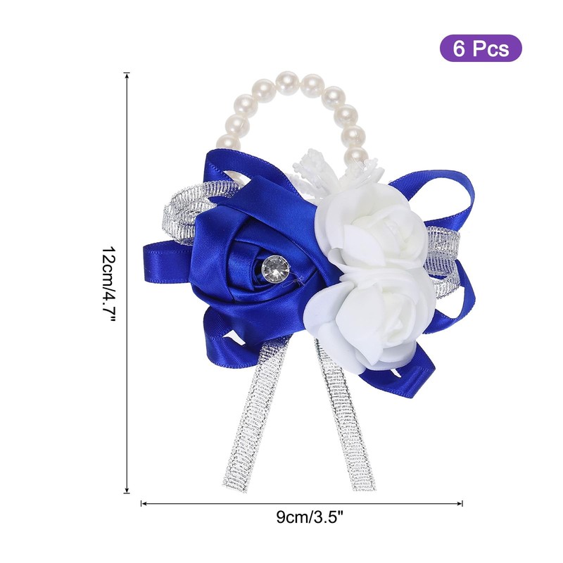 Meccanixity 6Pcs Wrist Corsage Artificial Flower Bracelets Rose Wrist Bride gallery
